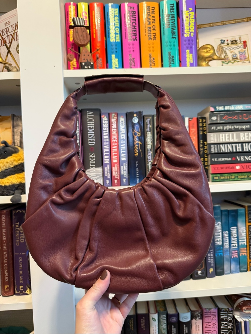 STAUD Medium Bordeaux Soft Moon Bag